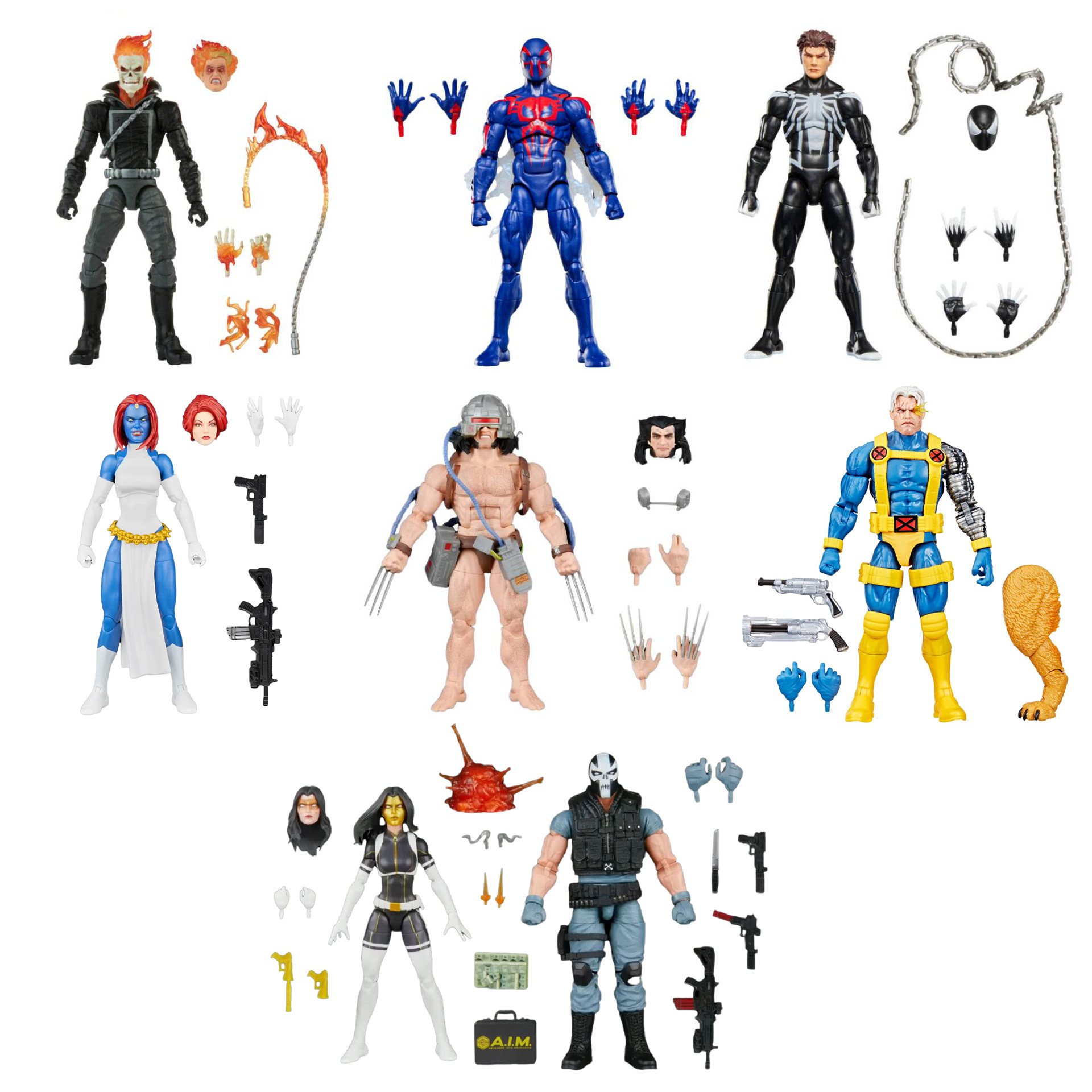Marvel Legends 复古挂卡金刚狼魔形女蜘蛛侠电锁6寸可动人偶模型