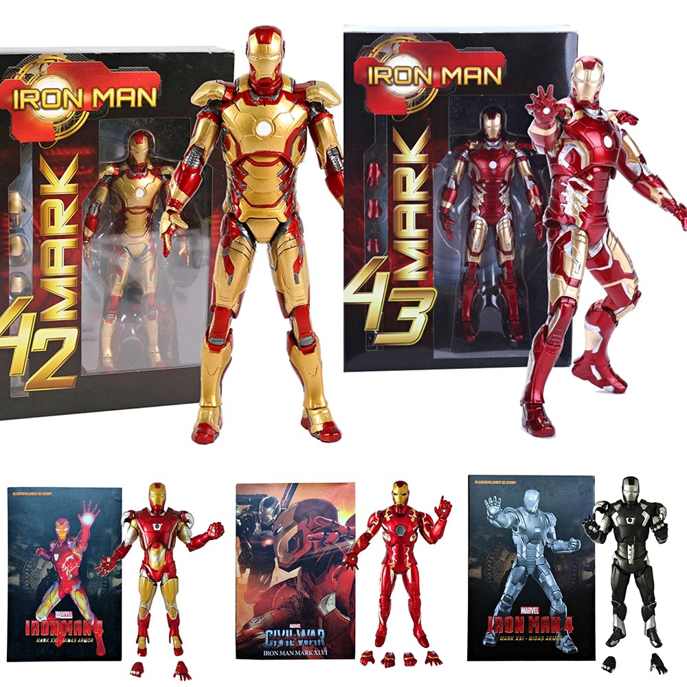漫威 钢铁侠 Mark42 Mark43 Mark21 Mark45 装甲6寸可动人偶模型