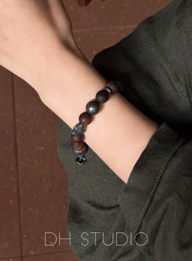 DH【枯檀不染月】原创禅意中式降真香木质椰奶香藏银文玩手串男女