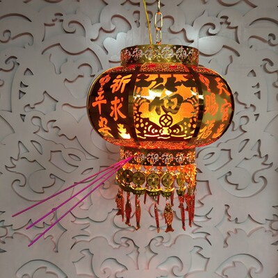 LED合金天官赐福天公灯笼35公分插香灯笼 有求必应灯送灯光装饰盖
