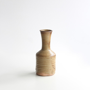 日本奈良赤肤烧作家手工柴窑伊罗保釉粗陶花瓶侘寂家居空间插花器