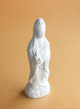 日本有田锅岛烧名家手作观音像白瓷摆件日式高端置物家居装饰赏器