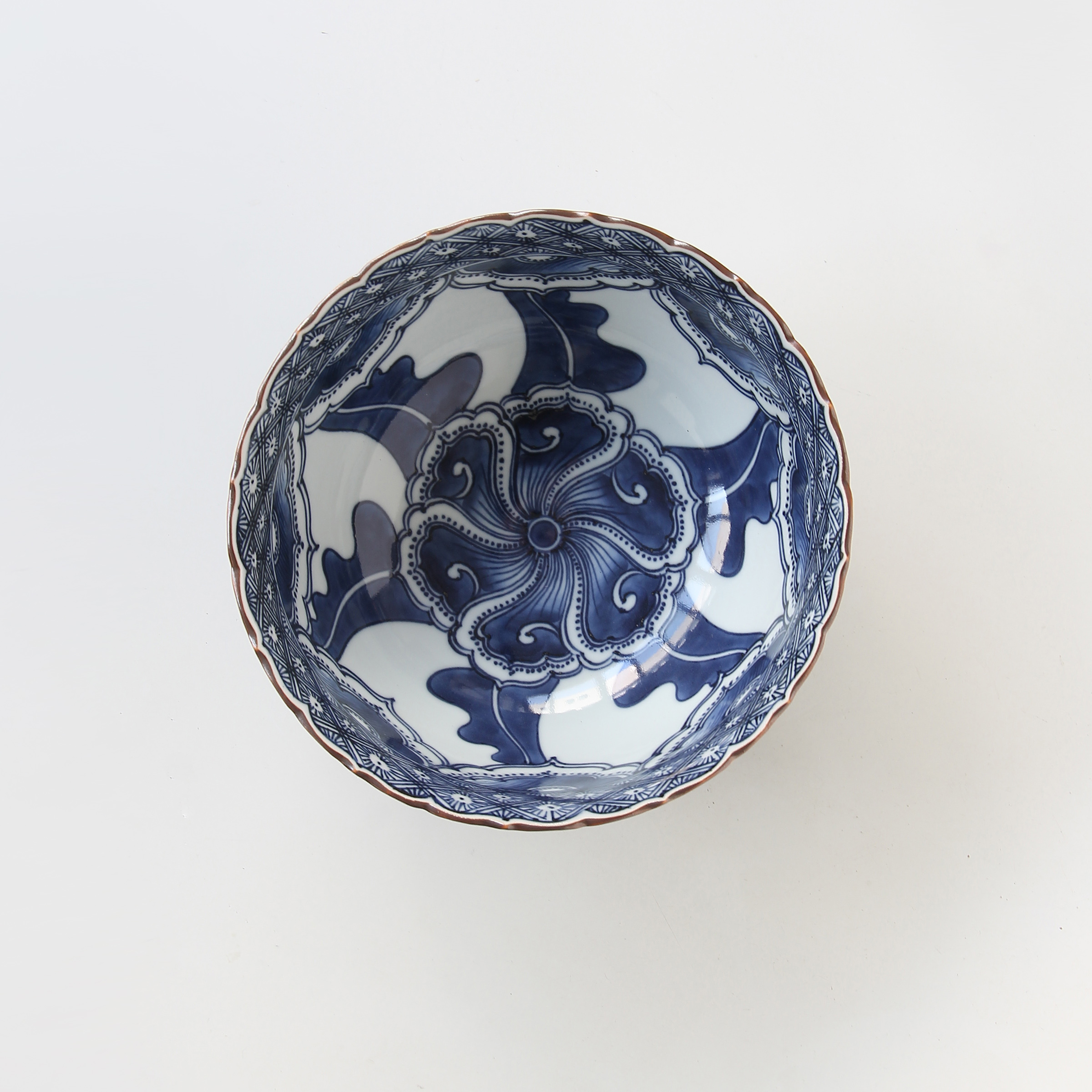 日本进口清水烧作家手工青花宝相花大瓷碗菓子钵日式家用果盆面碗