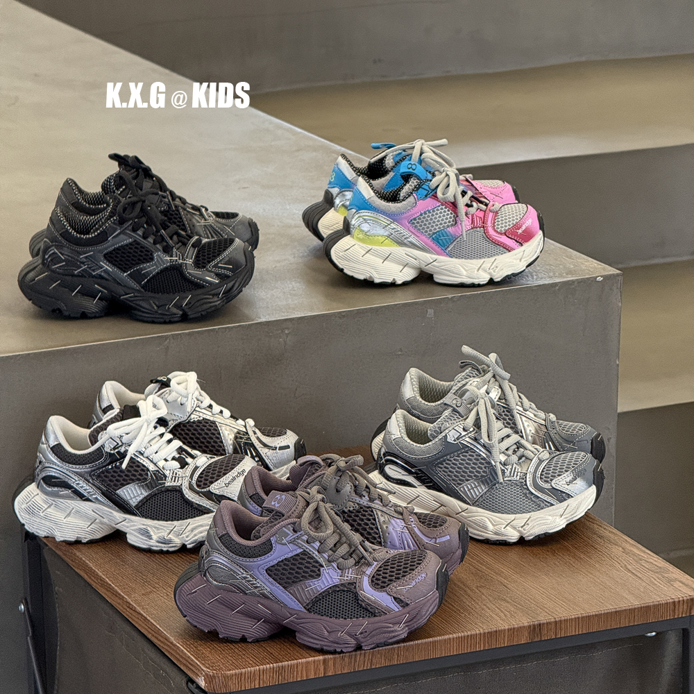 免系带儿童运动鞋秋冬季男童鞋巴家女童老爹鞋休闲做旧加绒二棉鞋