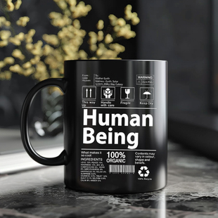 欧式 human being mug男生生日礼物 简约男生幽默办公室咖啡马克杯