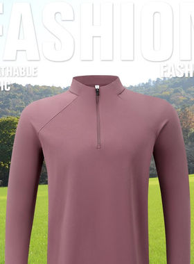 2025秋新款速干衣T恤男女吸湿训练健身服半开拉链运动跑步迪sang