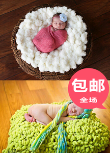 促销新款手工造型儿童摄影服饰婴儿百天满月宝宝拍照白球毛毯