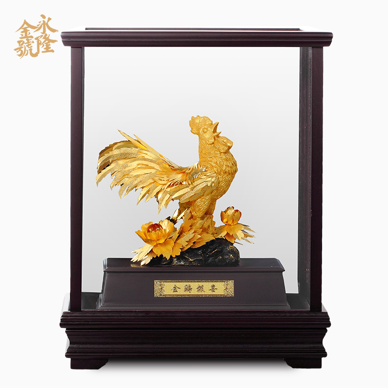 轻奢金箔十二生肖金鸡摆件客厅