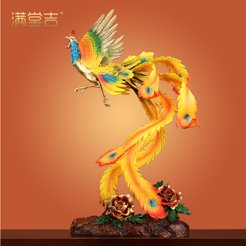 《凤凰于飞》彩铜火凤凰摆件客厅玄关别墅轻奢华结婚乔迁吉祥礼物