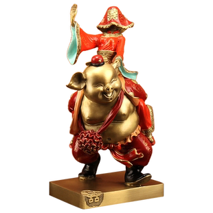 《八戒娶亲》创意中式结婚礼物猪八戒背媳妇婚庆送新人礼物铜摆件