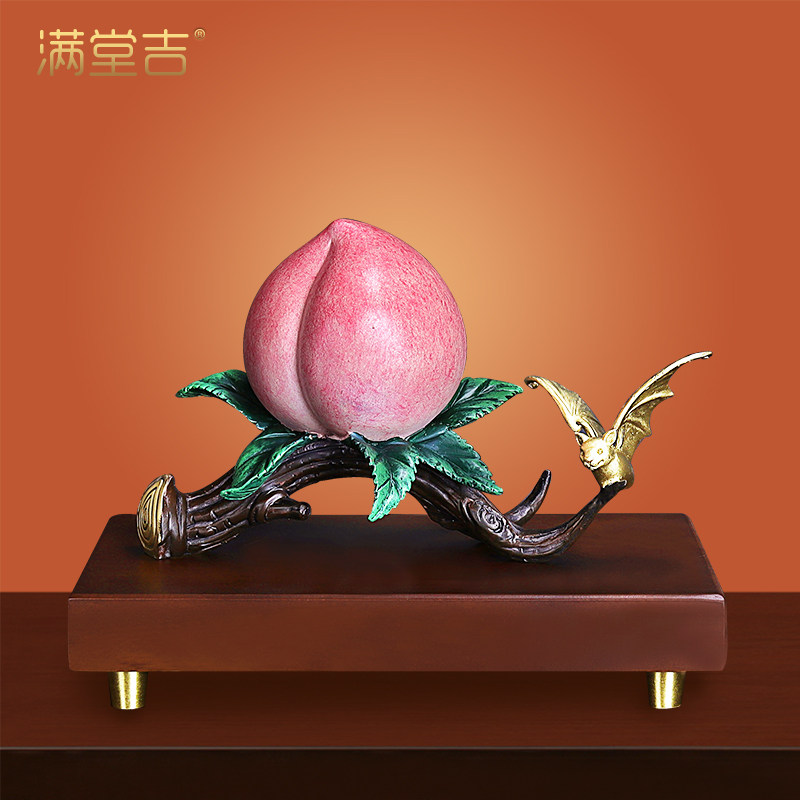 《福寿绵长》全铜寿桃摆件贺寿生日礼物仙桃子送长辈爷爷祝寿礼品