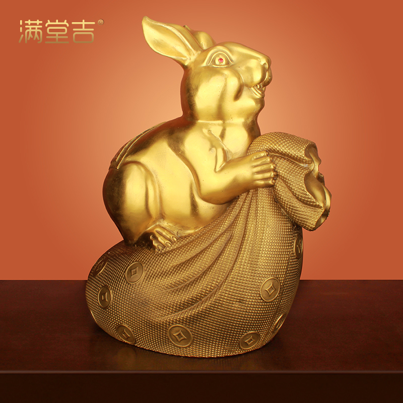 满载而归黄铜兔子摆件十二生肖兔