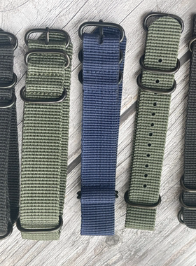 适配DW北约NATO军表尼龙帆布手表带 黑色 绿色 蓝色尼龙表带20 22