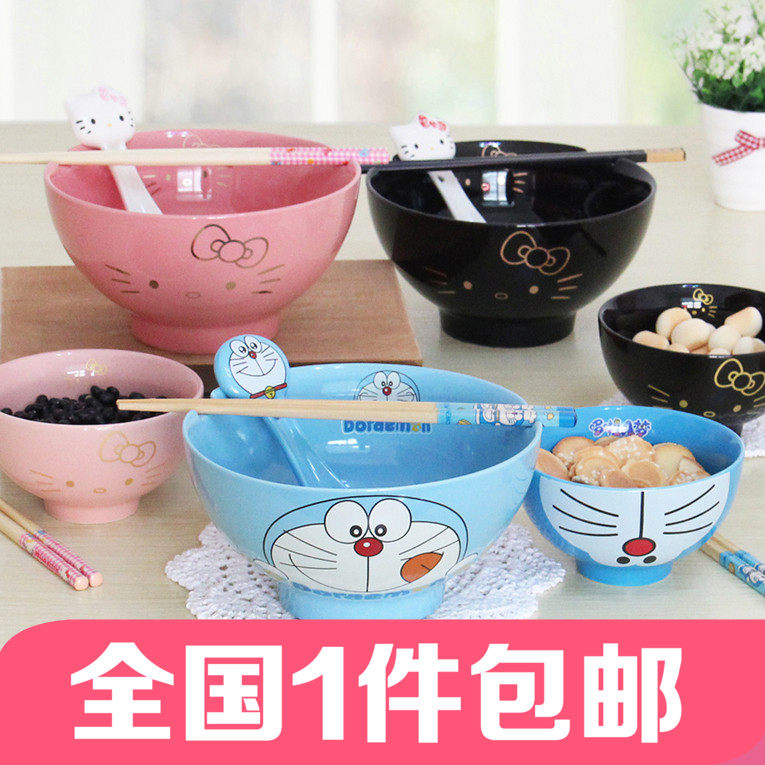 包邮hello kitty哆啦a梦陶瓷泡面碗创意可爱卡通大碗汤碗饭碗餐具|ruв категории посуда, посуда, чаша - от Buy2taobao.com для оказания профессиональной услуги покупки агента Taobao