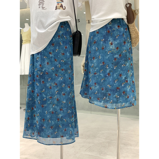 清仓捡漏不TUI不换 碎花雪纺半身裙休闲度假风裙子Q09