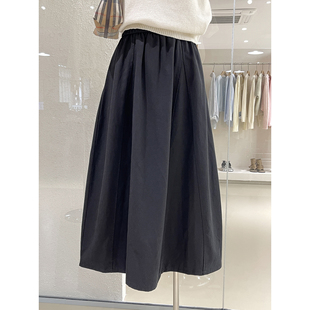 韩版 梨形遮胯藏肉中长裙 简约百搭纯色宽松A字半身裙2026春夏新款