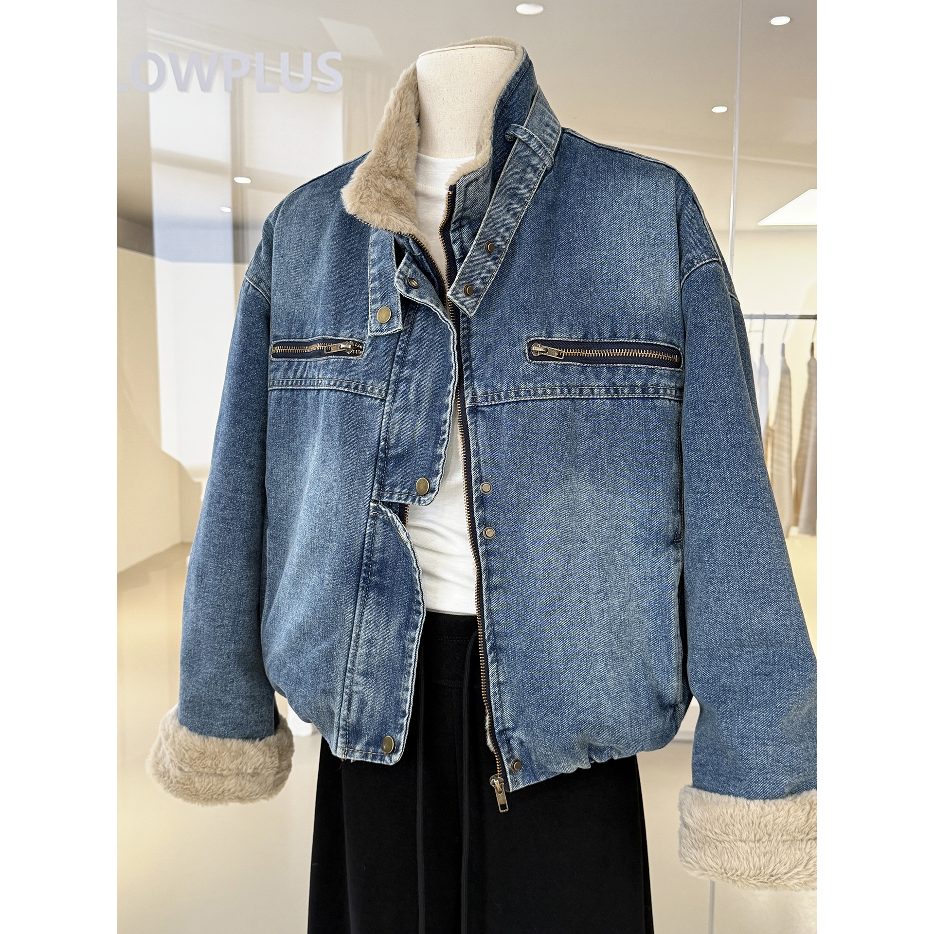 经典清爽蓝加绒牛仔外套加厚保暖