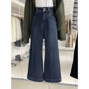 人手一条经典款高腰双纽扣直筒牛仔裤秋冬植绒保暖弹力小个子裤子