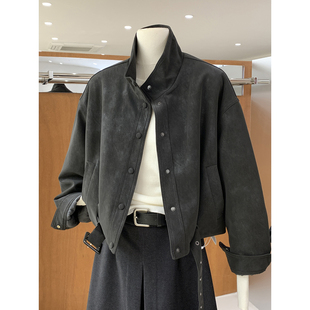 加绒保暖酷帅皮衣夹克衫 高级质感哑光雾面蛋白皮外套2025冬季 新款