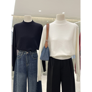 秋冬百搭基础款半高领羊毛针织衫女2025新款软糯舒适极简风打底衫