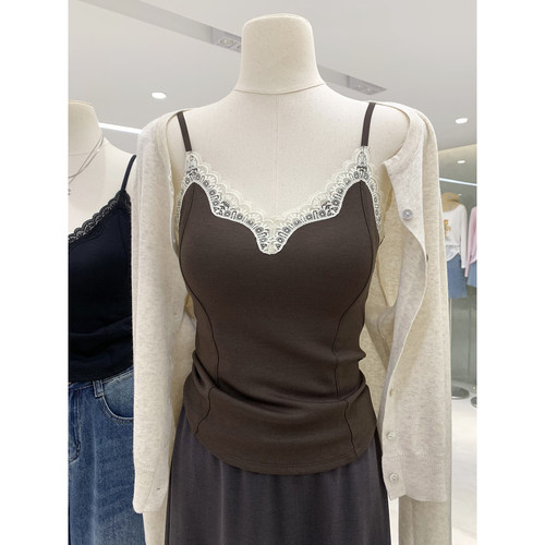 轻熟性感蕾丝花边V领吊带背心女