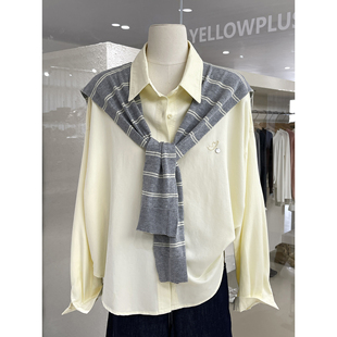 韩系学院风天丝棉Polo领衬衫女2026早春新款博主感穿搭上衣配披肩