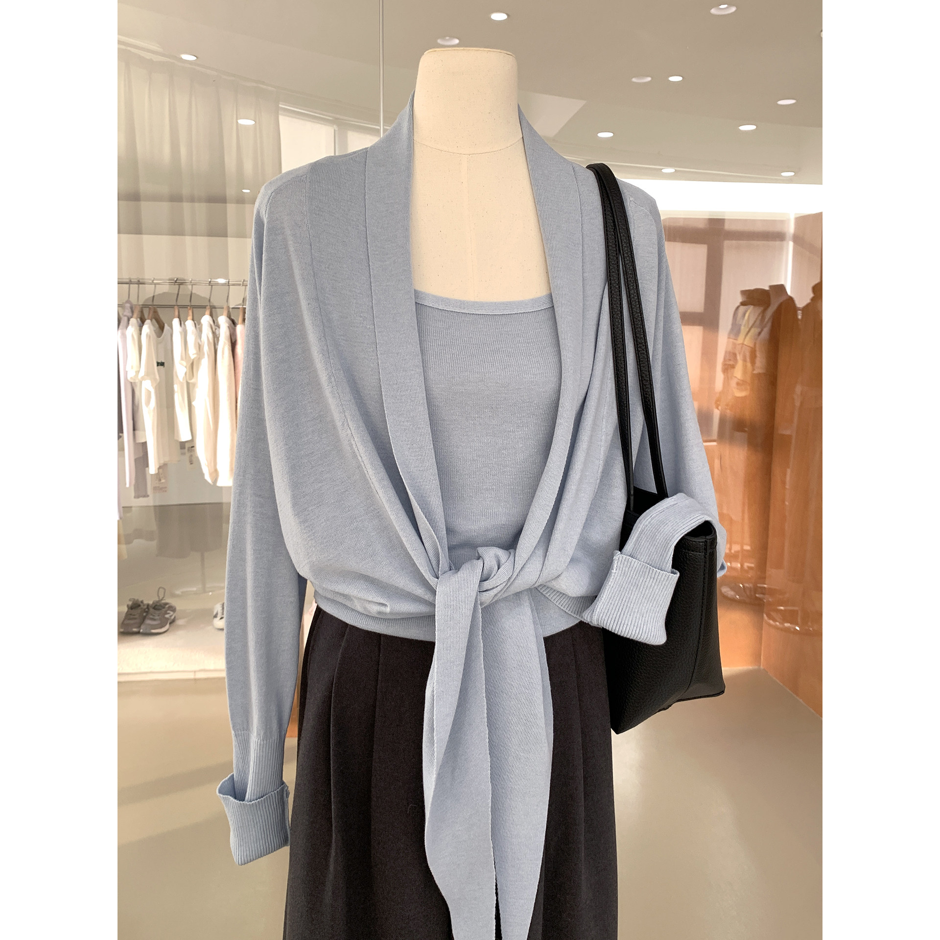 早春慵懒松弛感吊带背心+宽松长袖针织开衫设计感叠穿两件套上衣,女装/女士精品,毛针织衫,淘宝优惠券,粉丝福利购,淘宝优惠卷