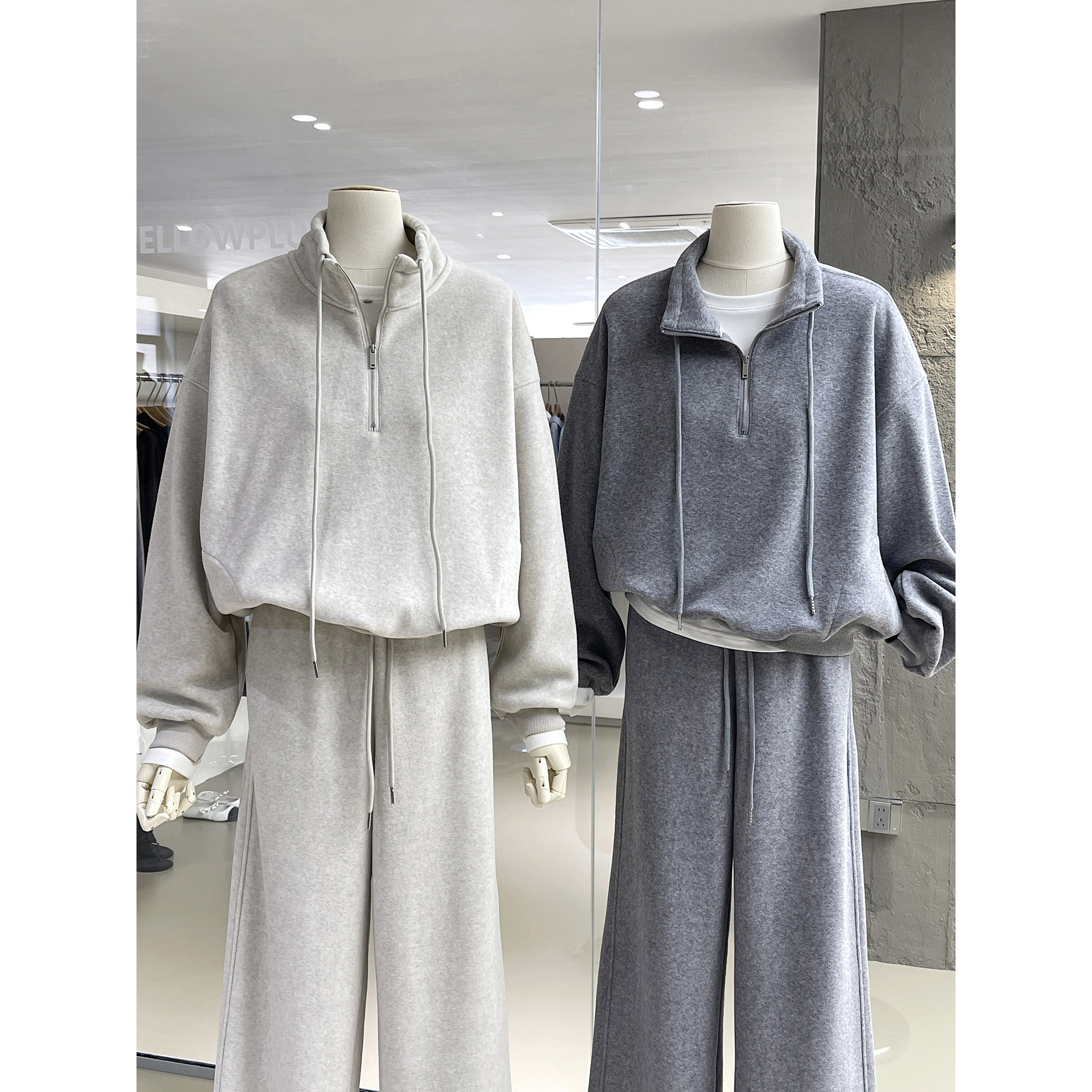 懒人套装~半拉链抽绳立领加绒卫衣+宽松直筒加绒卫裤休闲裤两件套,女装/女士精品,时尚套装,淘宝优惠券,粉丝福利购,淘宝优惠卷