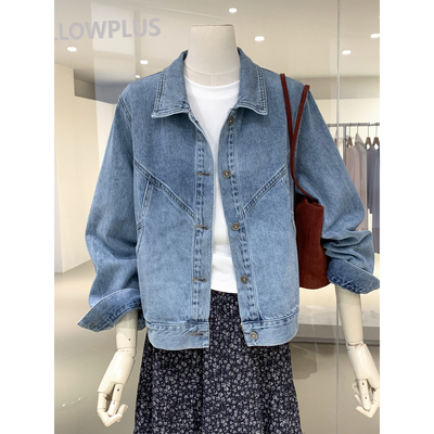 韩版气质经典百搭小翻领牛仔外套