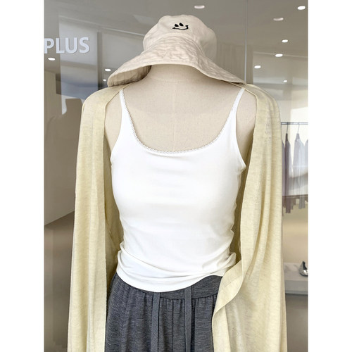 少女感蕾丝花边领吊带背心美背