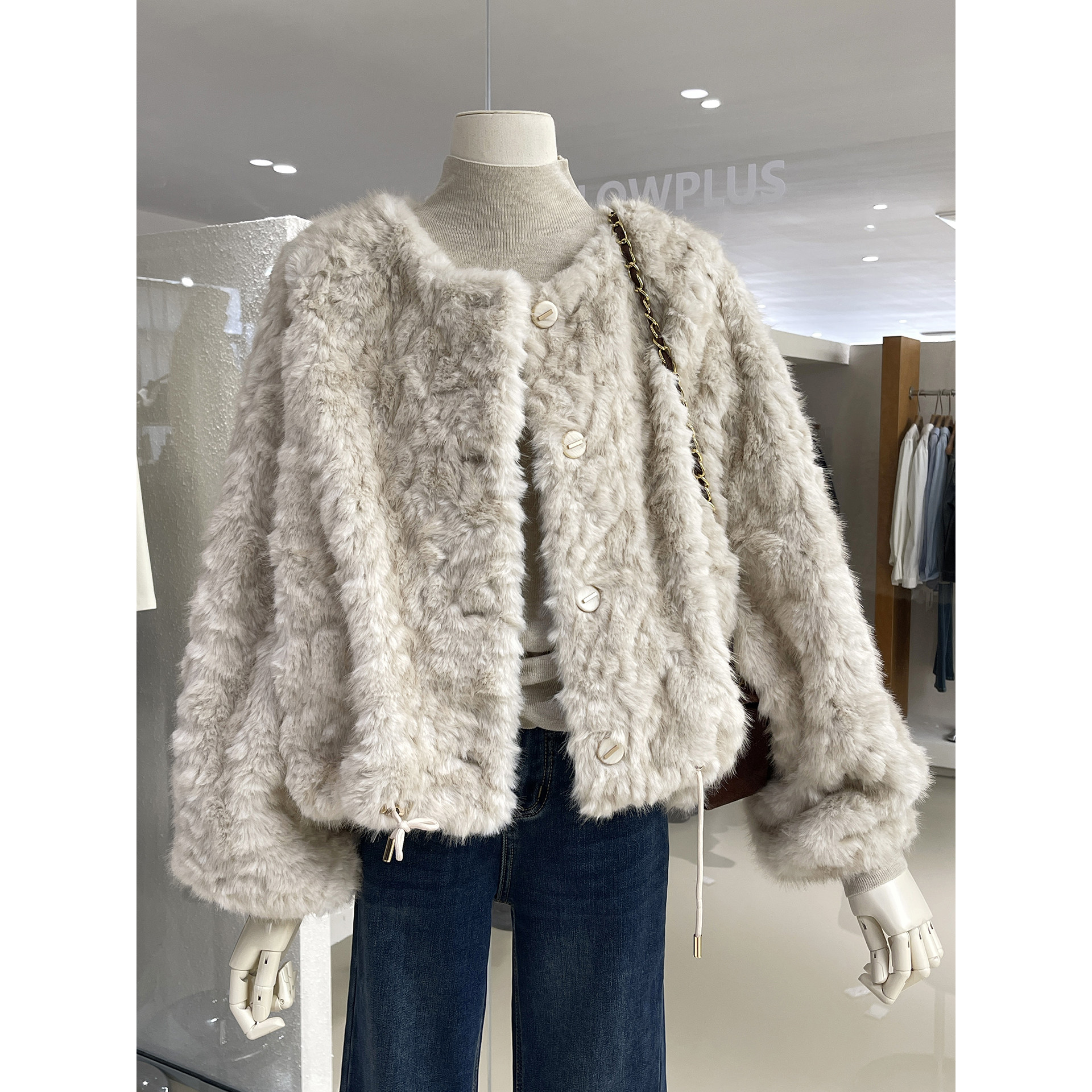 高级贵气千金感毛茸环保皮草外套