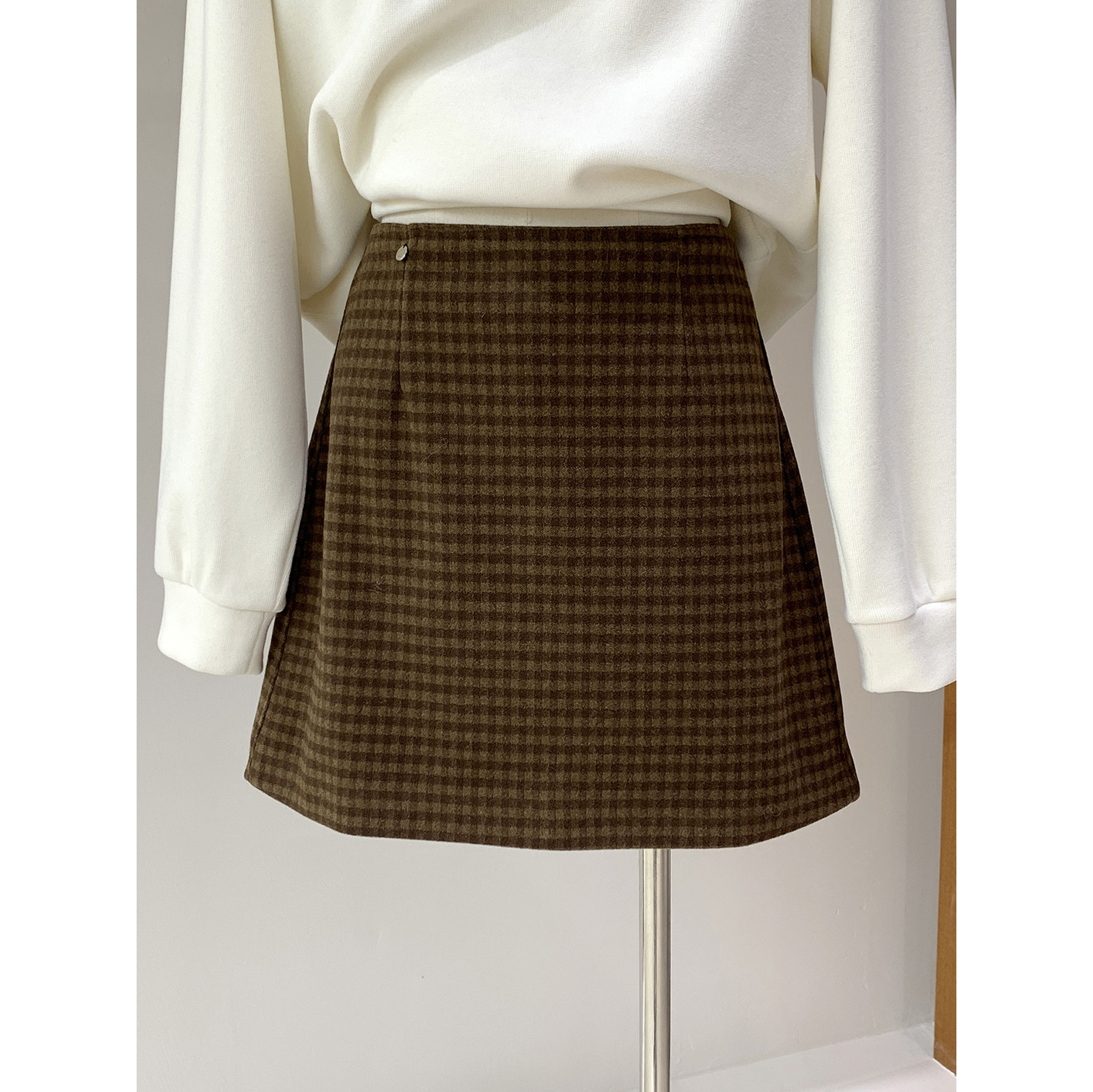 复古英伦学院风格子毛呢半身裙女