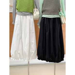 甜美温柔木耳边花苞半身裙2026新款 春夏少女感穿搭遮胯藏肉裙子