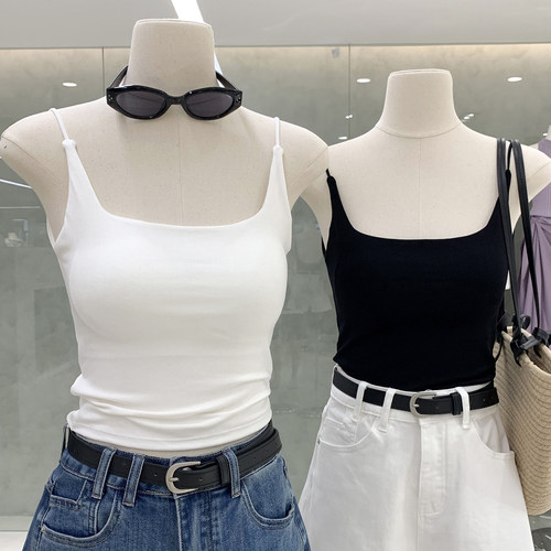 纯欲露背无钢圈一体胸垫吊带背心