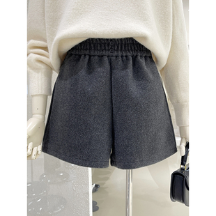 人手一条松紧高腰A字毛呢阔腿短裤秋冬穿搭挺阔有型遮胯显瘦靴裤