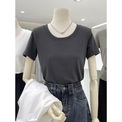 短袖百搭常规纯色棉女上衣