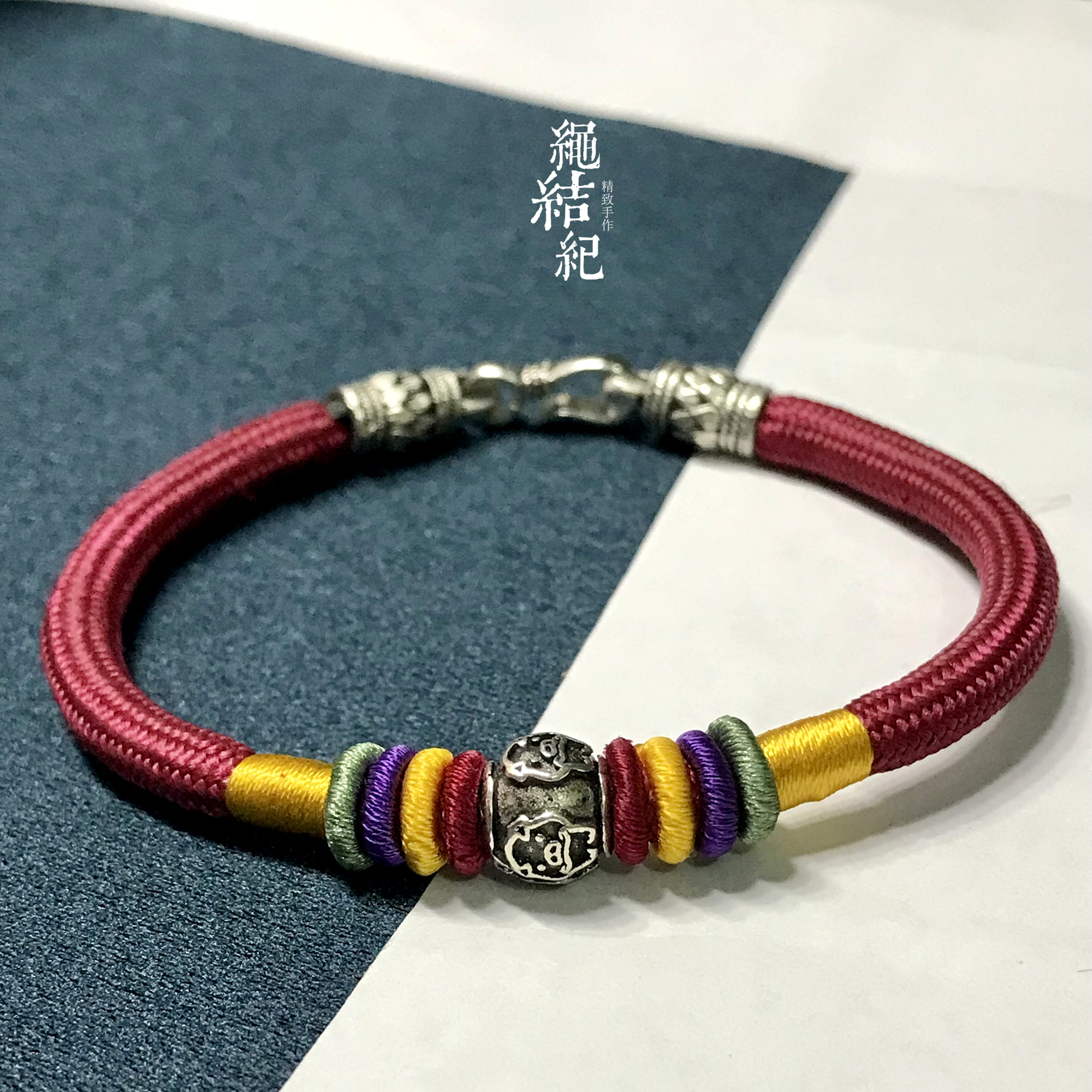 绳结纪纯银旺运猪本命年红绳手链