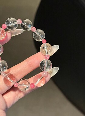 冰透白水多巴胺粉蔷薇手串女新款系夏季百搭手链送闺蜜礼物女