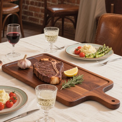 沙比利牛排盘木质整板餐厅专用