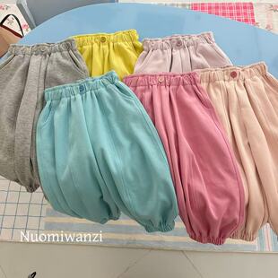 女童休闲裤 薄裤 子春秋2026新款 春季 子 中小童糖果色弯刀长裤 童装