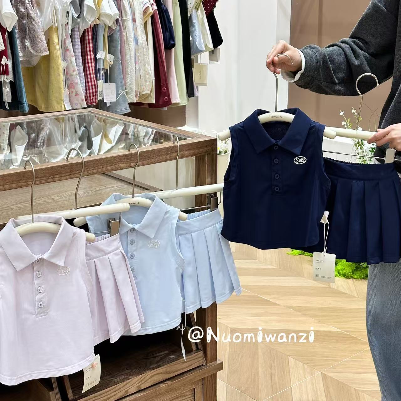 糯米丸子女童套裝2025年夏款韓版洋氣速干刺繡polo裙套裝現(xiàn)貨