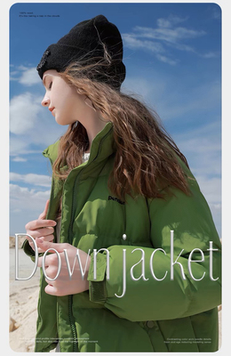 NOHASHTAG 2025冬季新款字母刺绣羽绒服绗线白鸭绒外套面包服时尚