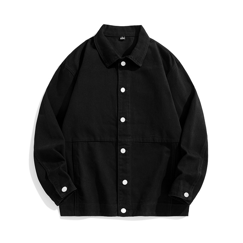 春秋加肥加大码纯色宽松翻领落肩夹克外套男女同款纯棉长袖衬衫潮