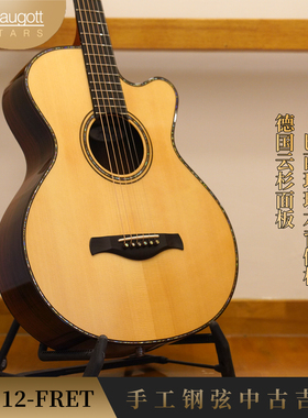 美国手工Jeff Traugott RT12 Fret 德国云杉 巴西玫瑰木中古吉他