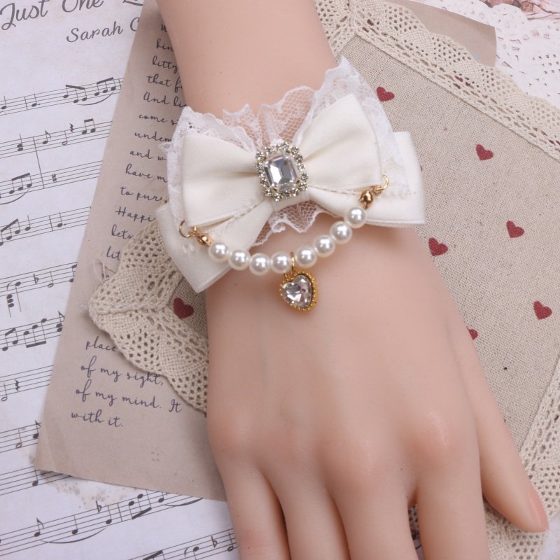 BEADS HAND-MADE ORIGINAL SWEET MINE ORNAMENTS CUTE BOWS LACE LACE BEADS BRACELETS HAND ORNAMENTS GIRLS
