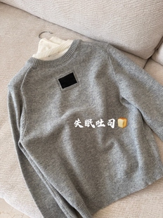 BREAD定制进口羊毛 上衣女 26K早春假两件V领后背刺绣针织百搭长袖