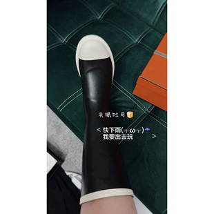 字母高筒时装 经典 骑士平底雨靴女 25K熊猫配色 BREAD定制环保材质