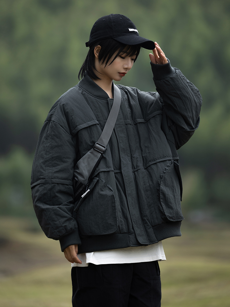 日系立领通勤常规拼接羽绒服