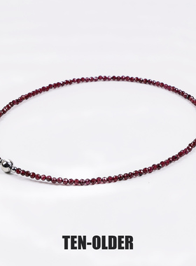 现代简约女主风天然石榴石项链磁扣锁骨链新中式