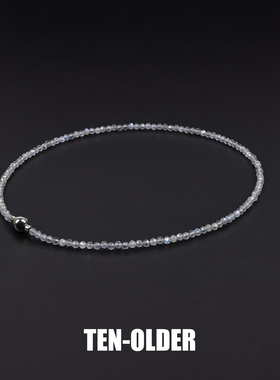 天然拉长石小米珠万能链磁扣灰闪光石锁骨链百搭原创送女孩礼物